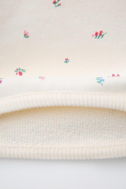 ZARA ТОЛСТОВКА С ЦВЕТОЧНЫМ ПРИНТОМ, СВЕТЛЫЙ ЭКРЮ