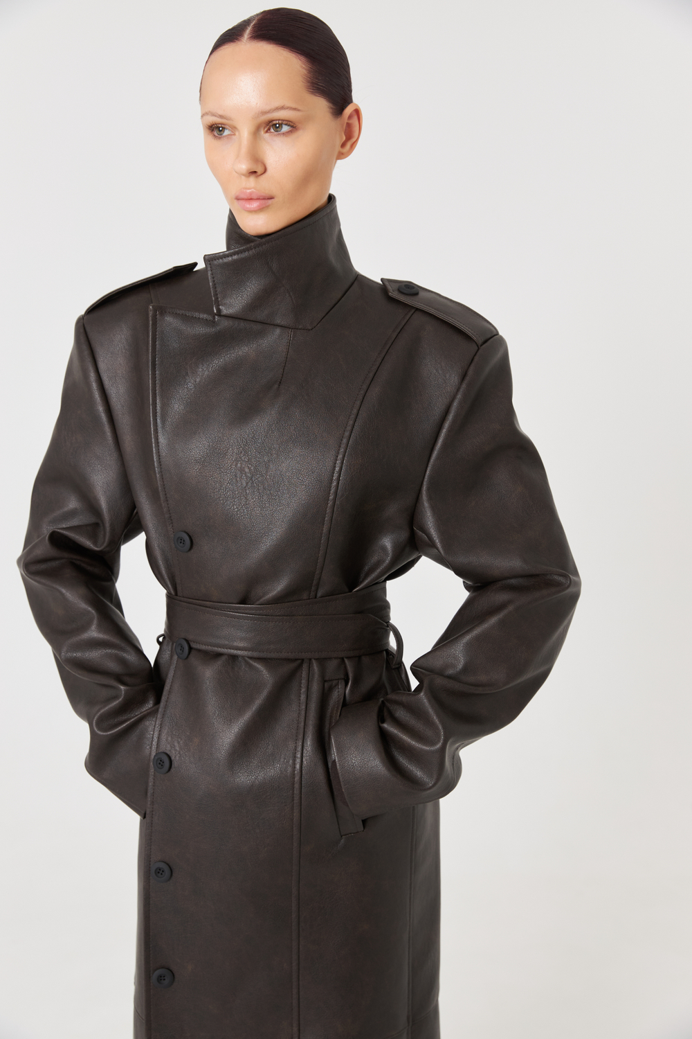 Тренч из эко-кожи "Brown"