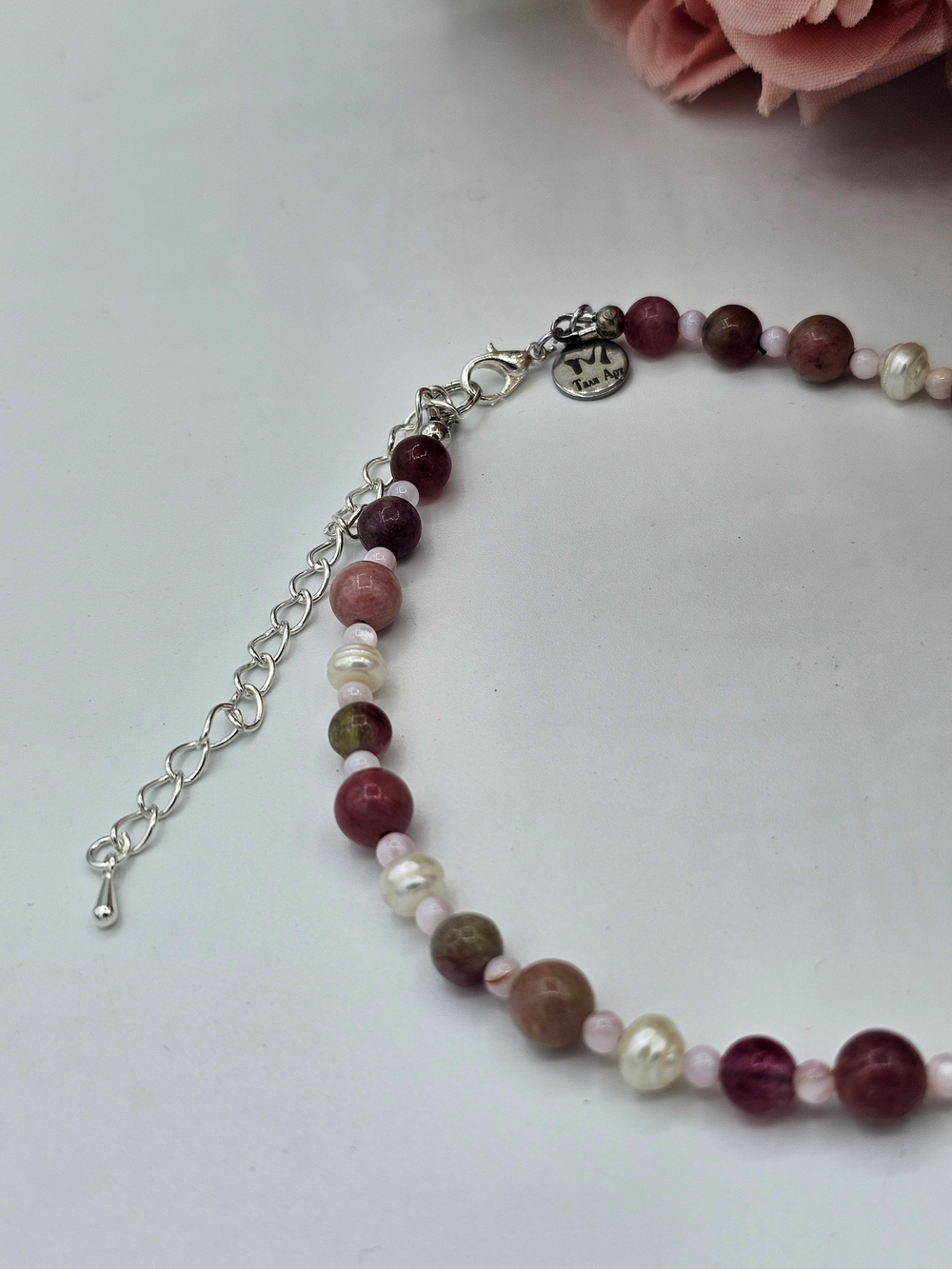 Анклет авторский ручной работы из натуральных камней "Радуга. Красный"