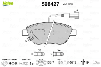 VALEO - 598427-VAL - Brake Pad Set, disc brake