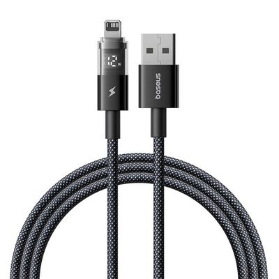 USB-A - Lightning Кабель Baseus Display 2 Charging+Data 2.4A 1-2m - Cosmic Black