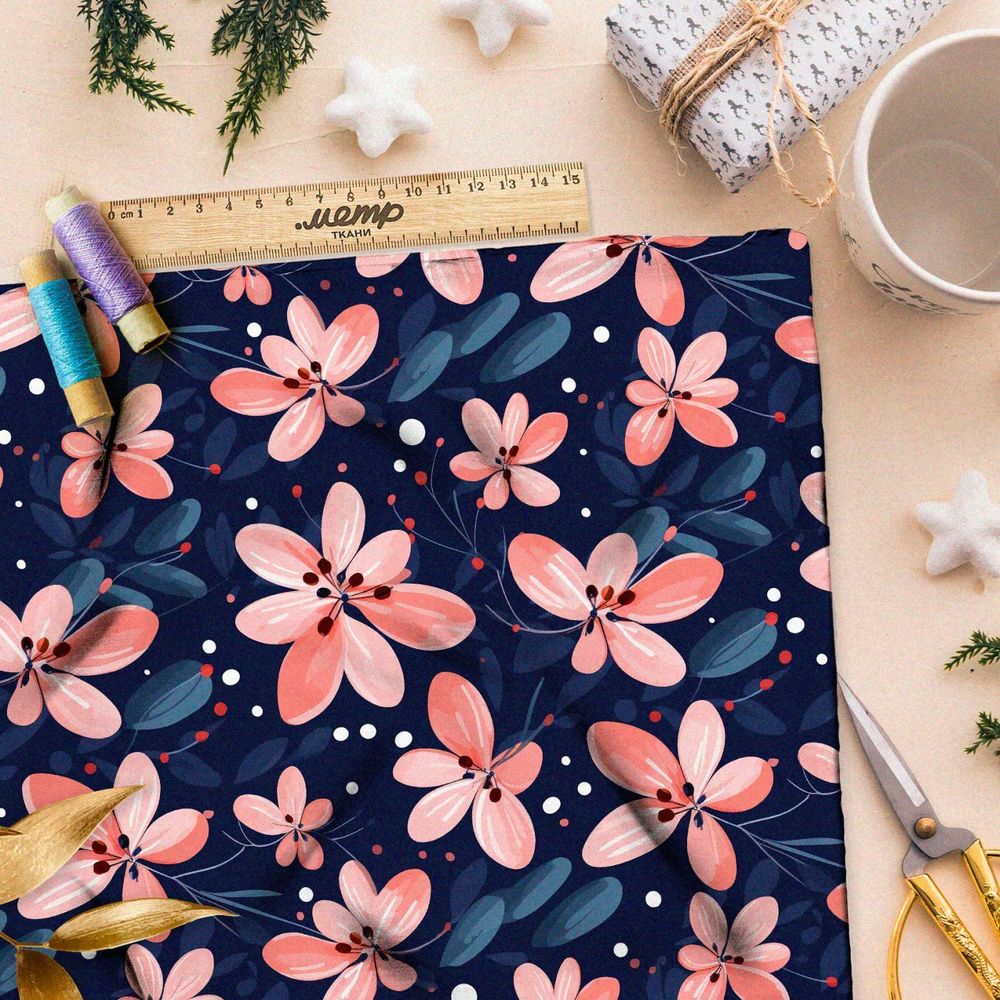 Ткань премиум Оксфорд 600D цветочный вальс