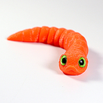 Гибкая игрушка-антистресс, змея с глазами, 3D печать, 13 см., оранжевая