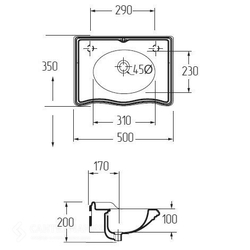 Раковина Migliore Impero ML.IMP-25.350DX.BI отверстие справа  50см.
