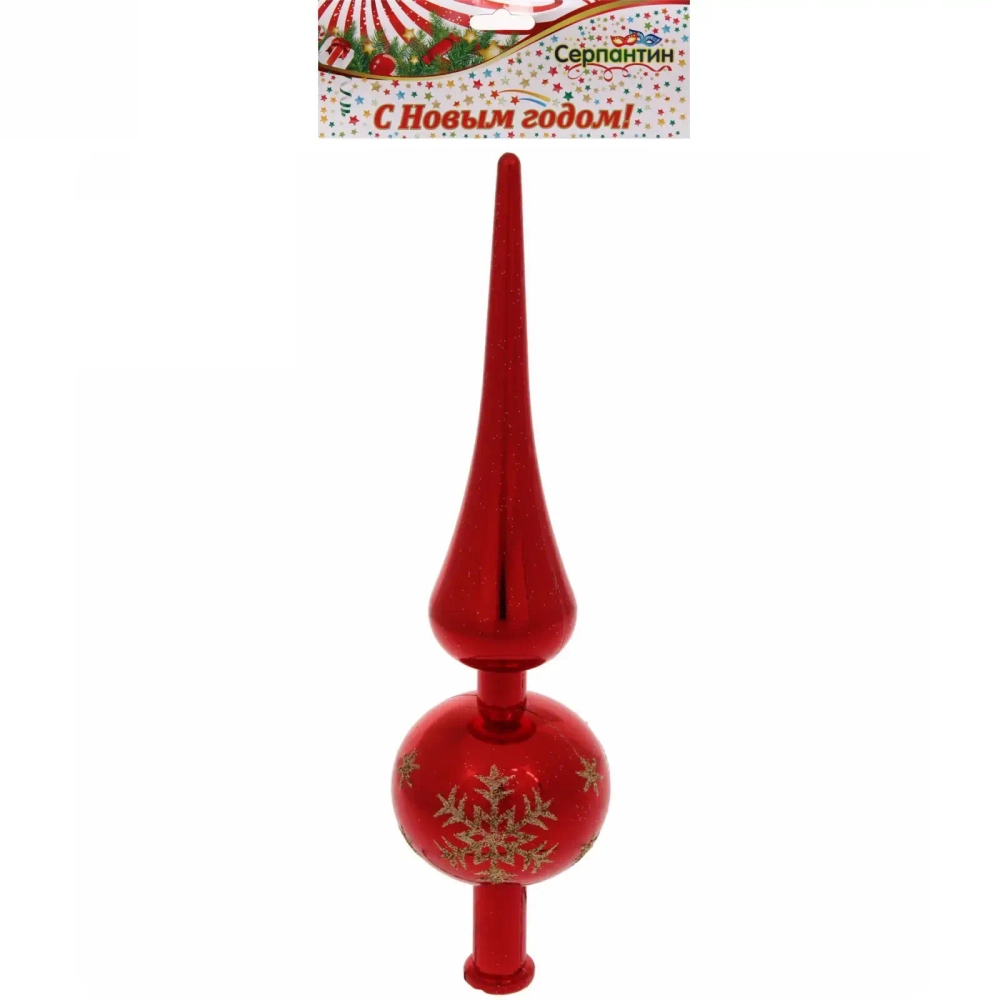 Верхушка на ёлку 23 см «Снежинка», Красный/золото