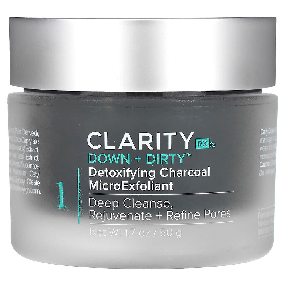 ClarityRx, Down + Dirty, детоксифицирующий микроэксфолиант с древесным углем, 50 г (1,7 унции)