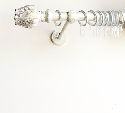 Карниз кованый для штор "Тюльпан" d20 мм однорядный, цвет белое золото