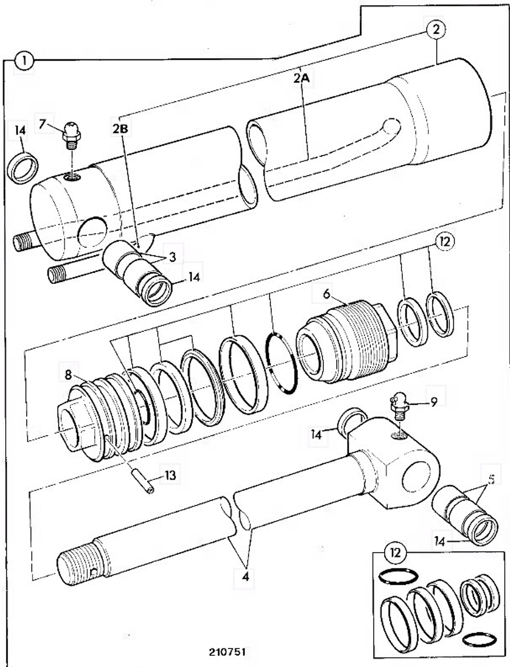 Ремкомплект гидроцилиндра заднего ковша (90х60) | 332/E8224 | Multi