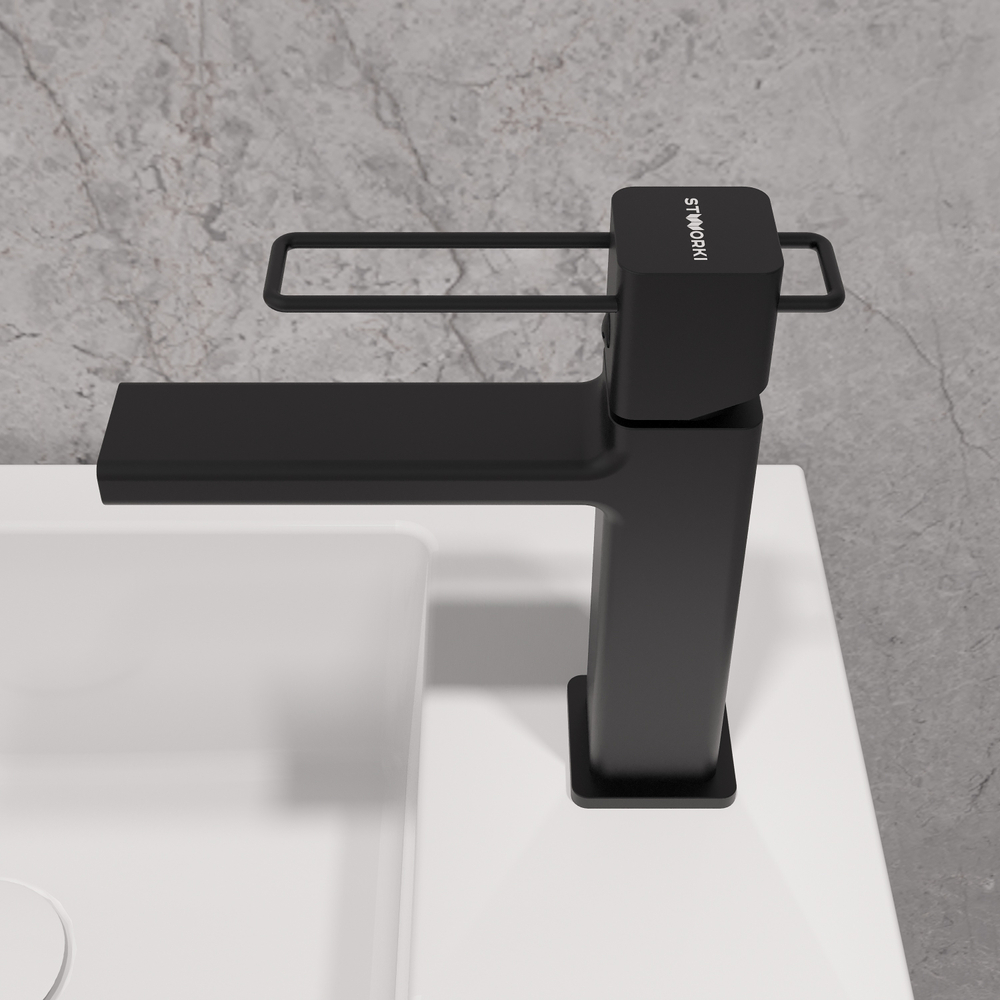 Смеситель для раковины STWORKI Брамминг S40010BK матовый черный