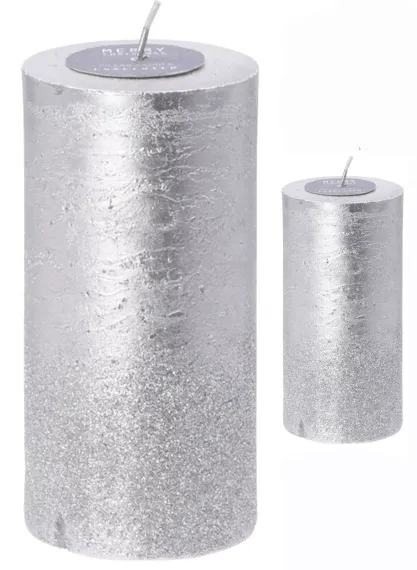 Свеча декоративная парафиновая Тепло рождества 7*13 см., серебро, Koopman (ACC690660/2)