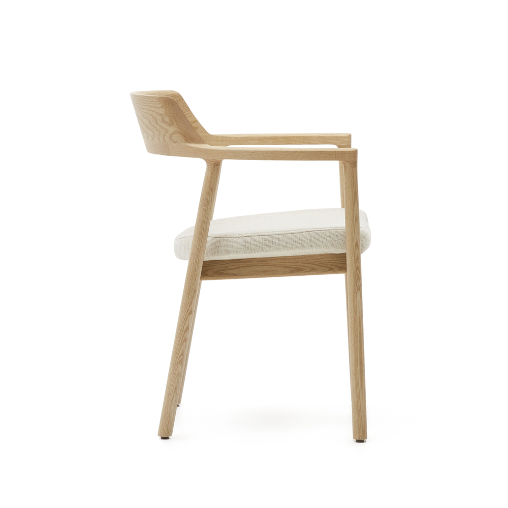 Стул Alocs из бежевой синели из массива дуба с натуральной отделкой FSC Mix Credit (съемный чехол)