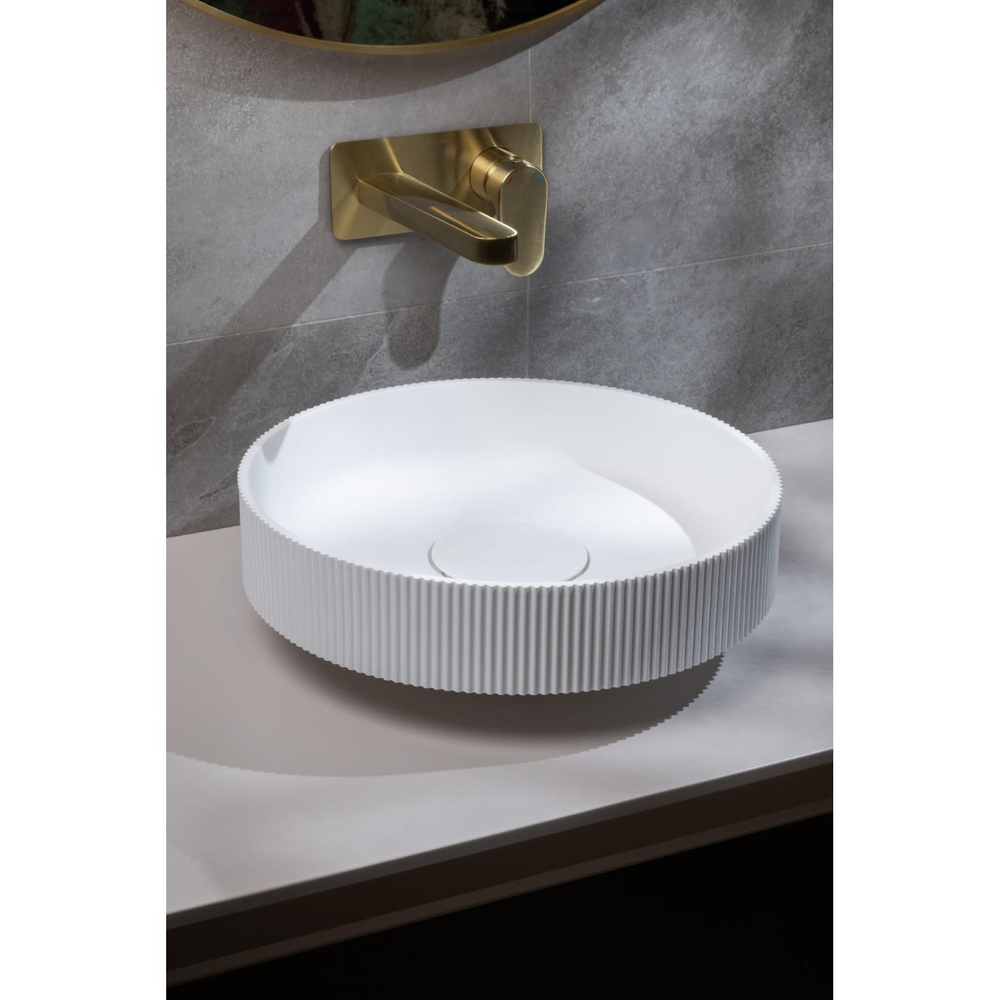 Раковина накладная рифленая Boheme Sole 801-R-MW, Corian 400*130 Matte white