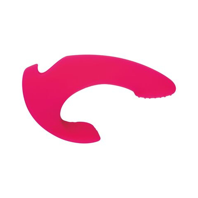 Розовый изогнутый вибратор со стимуляцией клитора - 11,1 см. (Цвет: розовый)