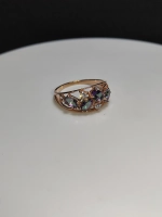 Кольцо серебряное с кварцами мистик и бриллианитами