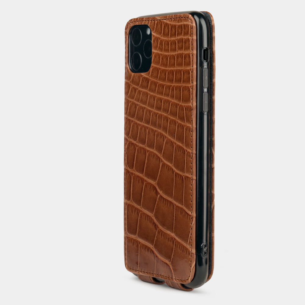 Special order: Чехол для iPhone 11 Pro Max из натуральной кожи крокодила, цвета карамель лак
