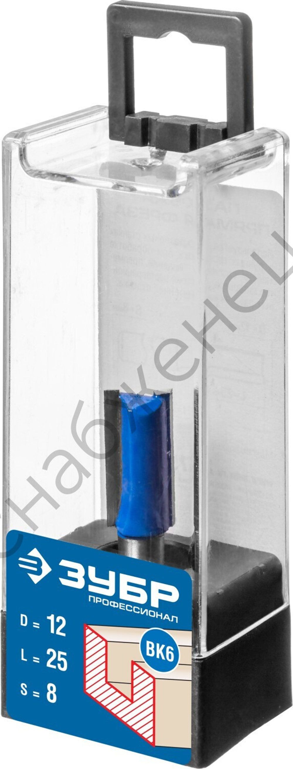 ЗУБР 12x25мм, хвостовик 8мм, фреза пазовая прямая
