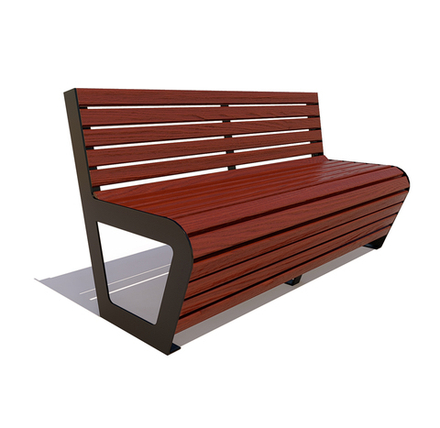 Скамейка стальная "Клин" лиственница 1,5м, без подлокотников, махагон