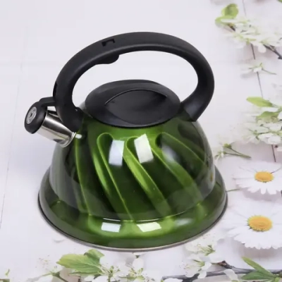 Чайник из нержавеющей стали 3,2л «Юпитер» со свистком, зеленый