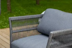 "Лугано" лаунж-зона 5-местная плетеная из роупа (веревки), каркас алюминиевый темно-серый, роуп темно-серый