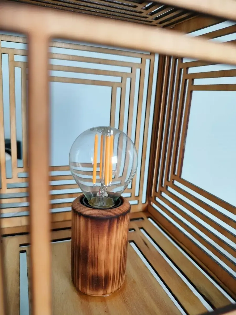 Настольный светильник лофт "Куб"