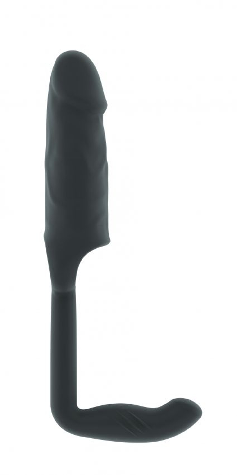 Серая насадка с анальной вставкой Stretchy Penis Exten and Plug No.38 (Цвет: серый)