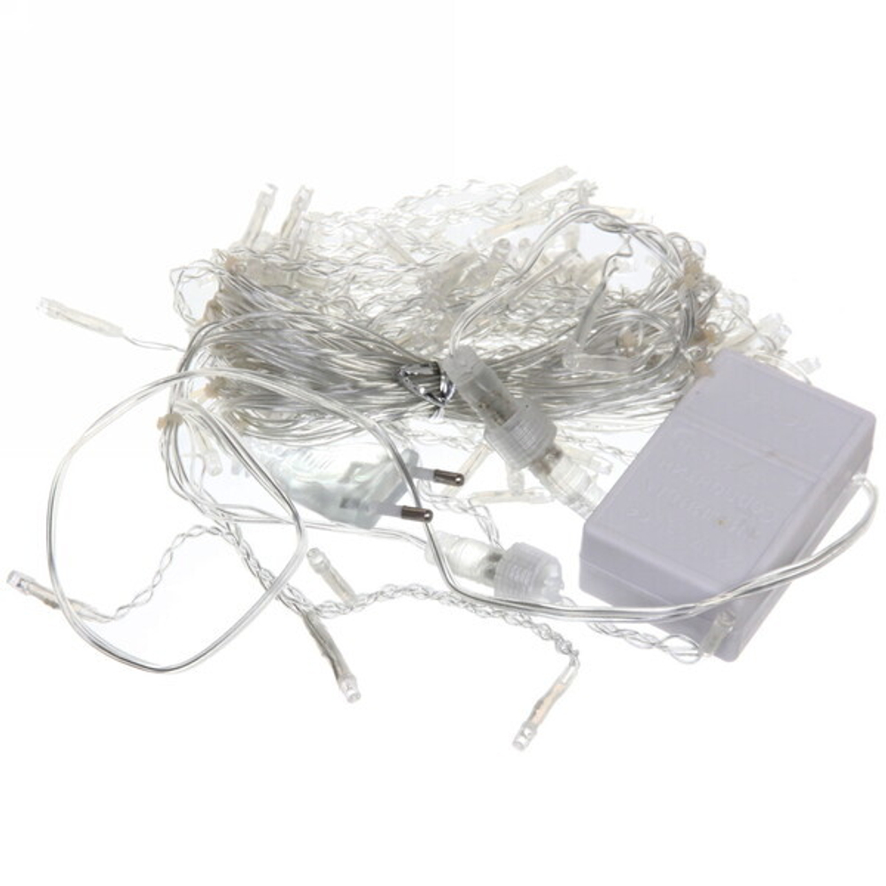 Гирлянда для улицы БАХРОМА ш3м* в40/60см 100 ламп LED, прозр. пров, 8 реж, IP-54, Красный (возможность соединения)