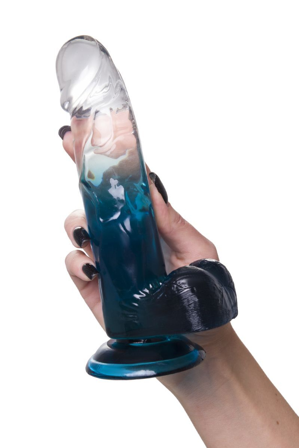 Прозрачно-синий фаллоимитатор Avy - 20 см. (Цвет: синий)