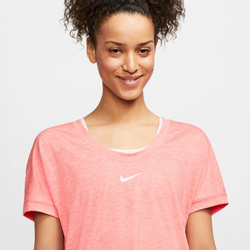 Женская футболка теннисная Nike Court Dry Elevated Essential Top - sunblush/white