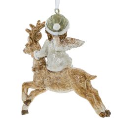 GAEM Украшение новогоднее "Ангел на олене", L8 W4,5 H9,5 см