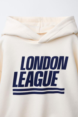 ZARA ХУДИ С НАДПИСЬЮ, ЖЕЛТОВАТО-БЕЛЫЙ