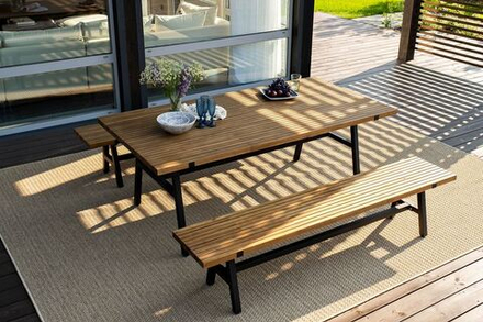 Обеденный стол из алюминия Joygarden АЛЬТО 200 см, темный графит, коричневый