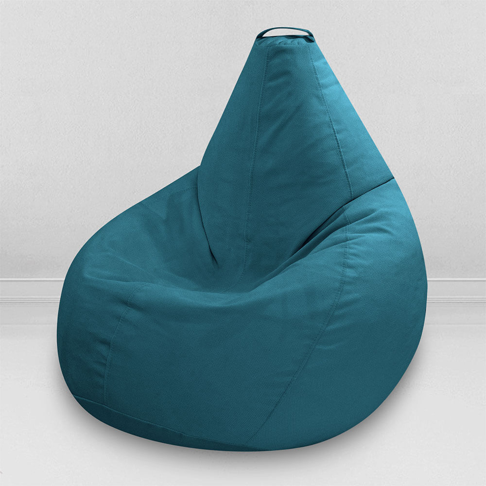Кресло-мешок Босс Глубокая бирюза, XXL-Комфорт, велюр, съемный чехол, голубой