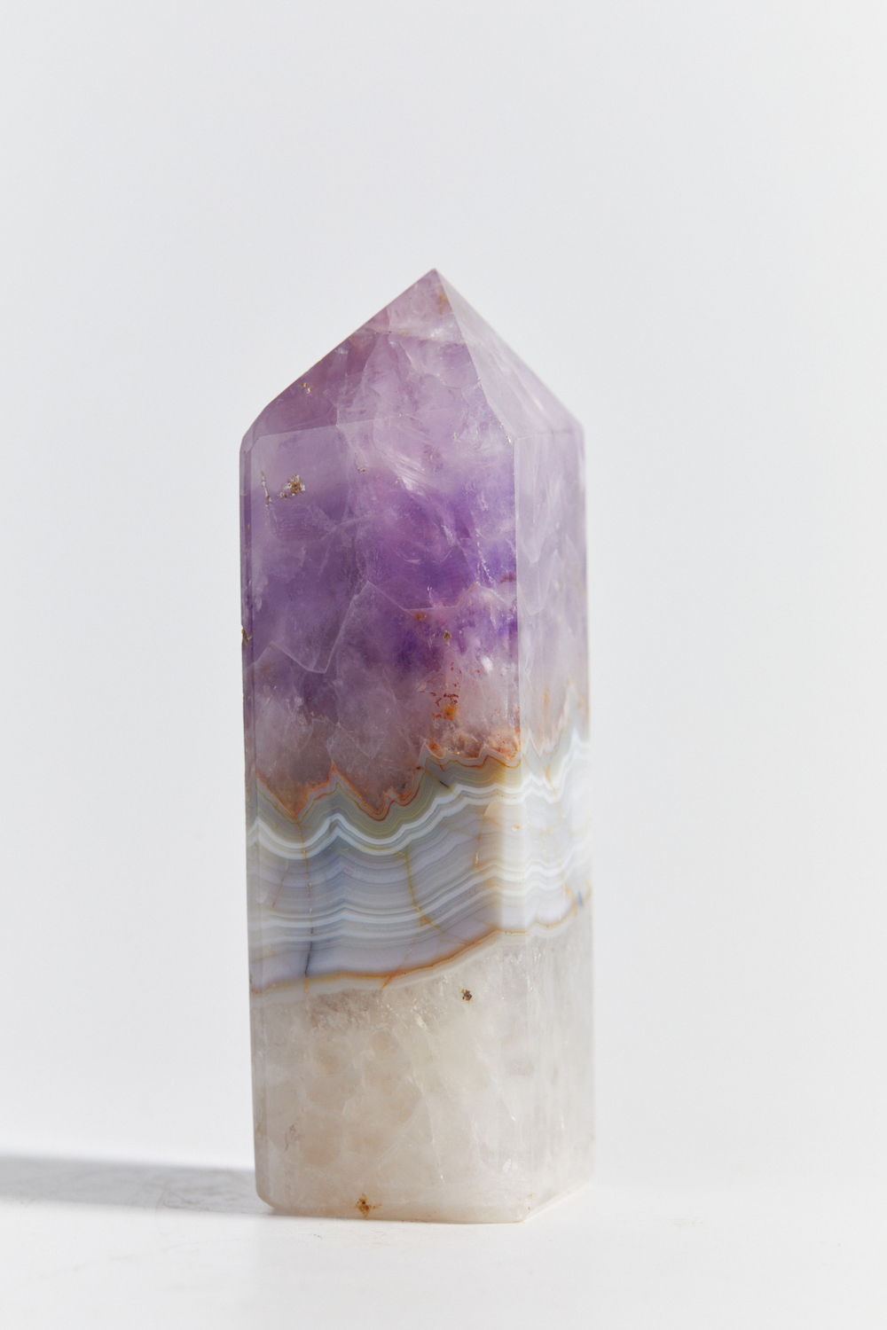 Аметист с голубым кружевным агатом призма