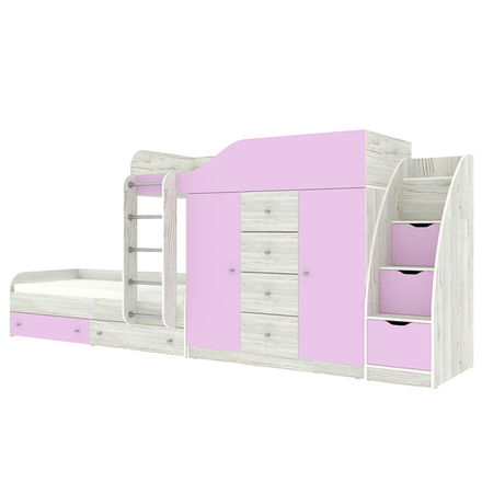 Кровать двухъярусная КарИВи Астра 6 с лестницей Комод КарИВиом Винтерберг Ирис