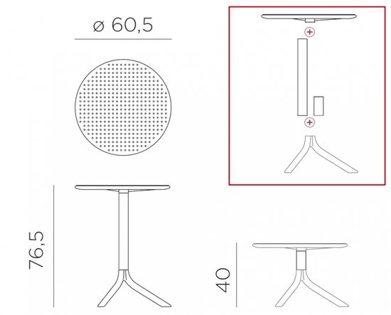 Стол пластиковый обеденный Step + Step Mini цвет антрацит Nardi Италия