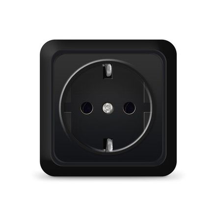Розетка одноместная UNIVersal "Олимп" с/з, о/у, 16А, 220В, черная (1/200)