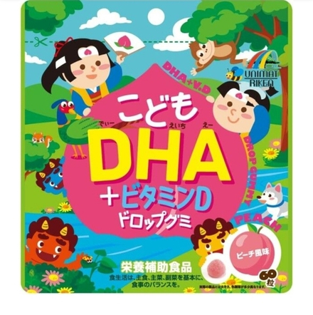 Жевательные витамины с DHA и витамином D со вкусом персика Unimat Riken Child DHA + Vitamin D Drop Gummy, 60шт