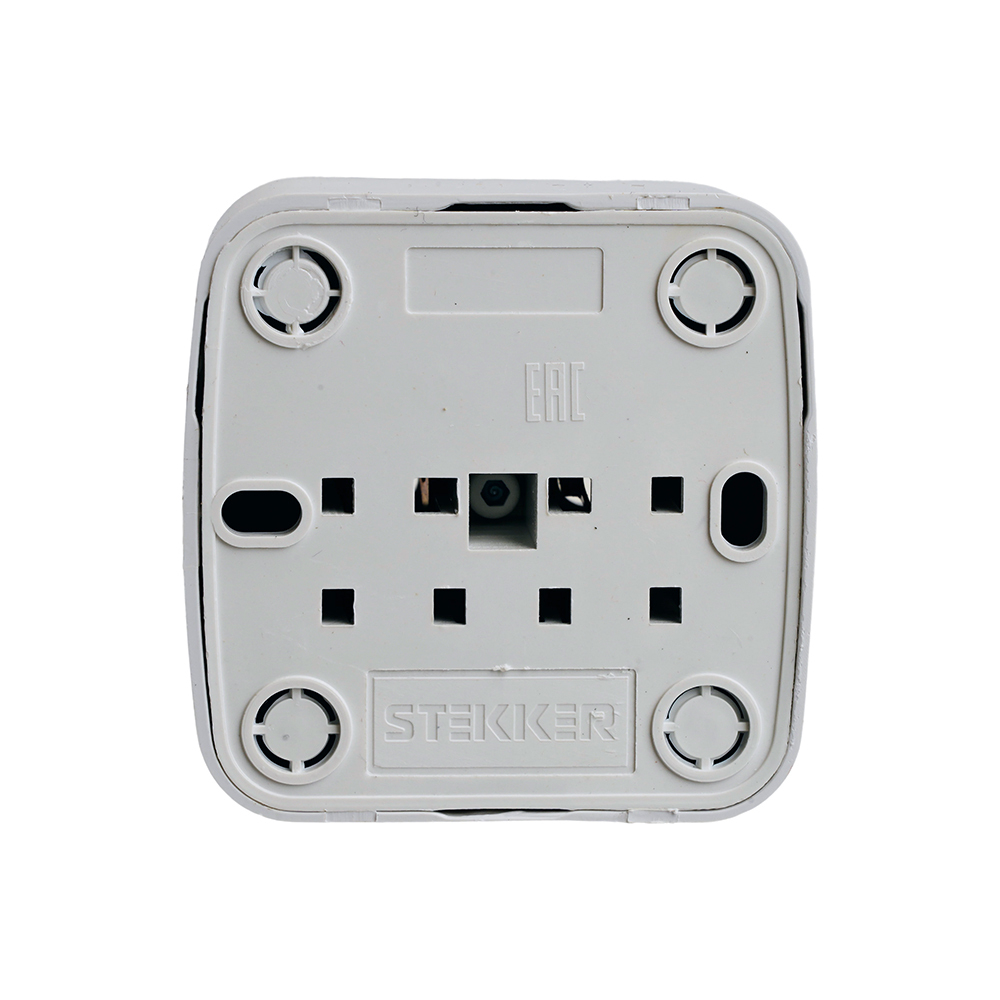 Розетка накладная 1-местная б/з STEKKER, PST10-501-20, пластик АВS, 250В, 16А, IP20, серия Basic, белый 50074