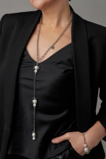 Колье-трансформер miss Di серебро с белым жемчугом Майорка