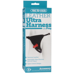 Кожаные трусики унисекс со штырьком для фиксации насадок-фаллопротезов Harness, Vac-u-lock