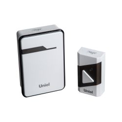 UDB-016W-R1T1-38S-150M-WH-BL Звонок беспроводной. Радиус действия 150м. Белый с черным. ТМ Uniel