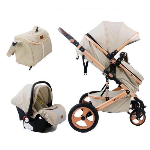 Детская коляска Luxmom 518 3в1 (светло-бежевый)
