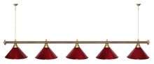 Лампа STARTBILLIARDS 5 пл. (плафоны медь,штанга зеленая,фурнитура золото)
