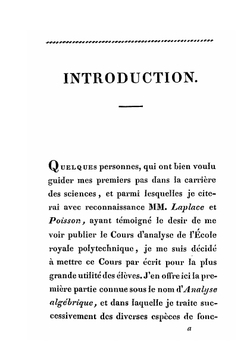 Cours d'analyse de l'École royale polytechnique.. I.re partie: Analyse algébrique | Augustin Louis Cauchy