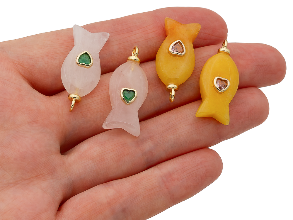 Подвеска "Рыбка" из розового кварца, 27мм