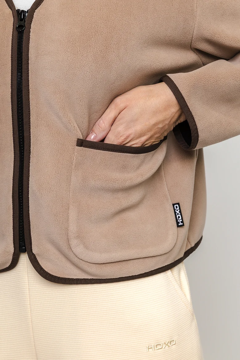 Куртка укороченная, из джерси, женская