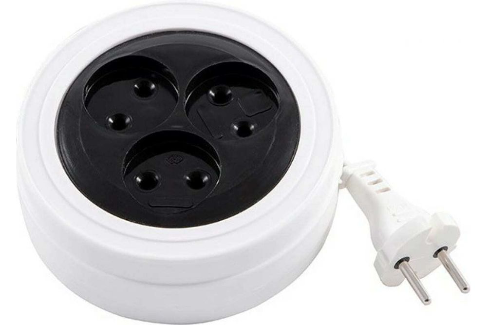 Удлинитель Engy 186710 "Рулетка" [5,0м; 3роз; ШВВП2х0,75; бело ч