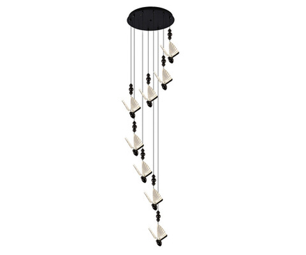 Люстра каскадная Баттерфляй черный жемчуг d40 h250 Led 8*6W (4000K)