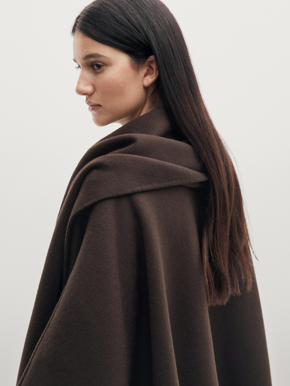 Massimo Dutti Накидка с шарфом, коричневый