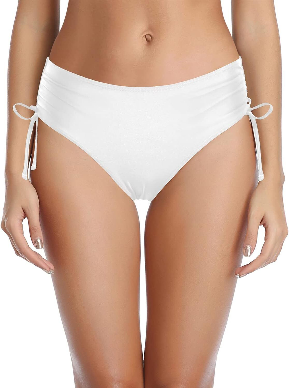 Белые женские плавки с утяжкой по бокам